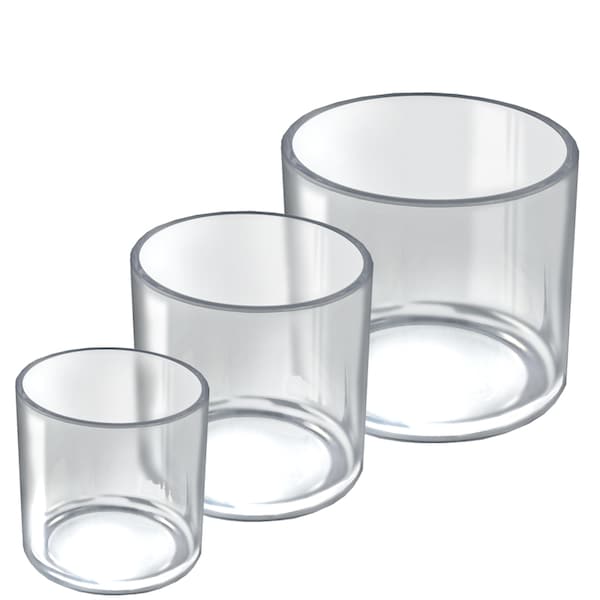 4", 5", 6" Dia. Deluxe Clear Acrylic Cylinder Bin Set